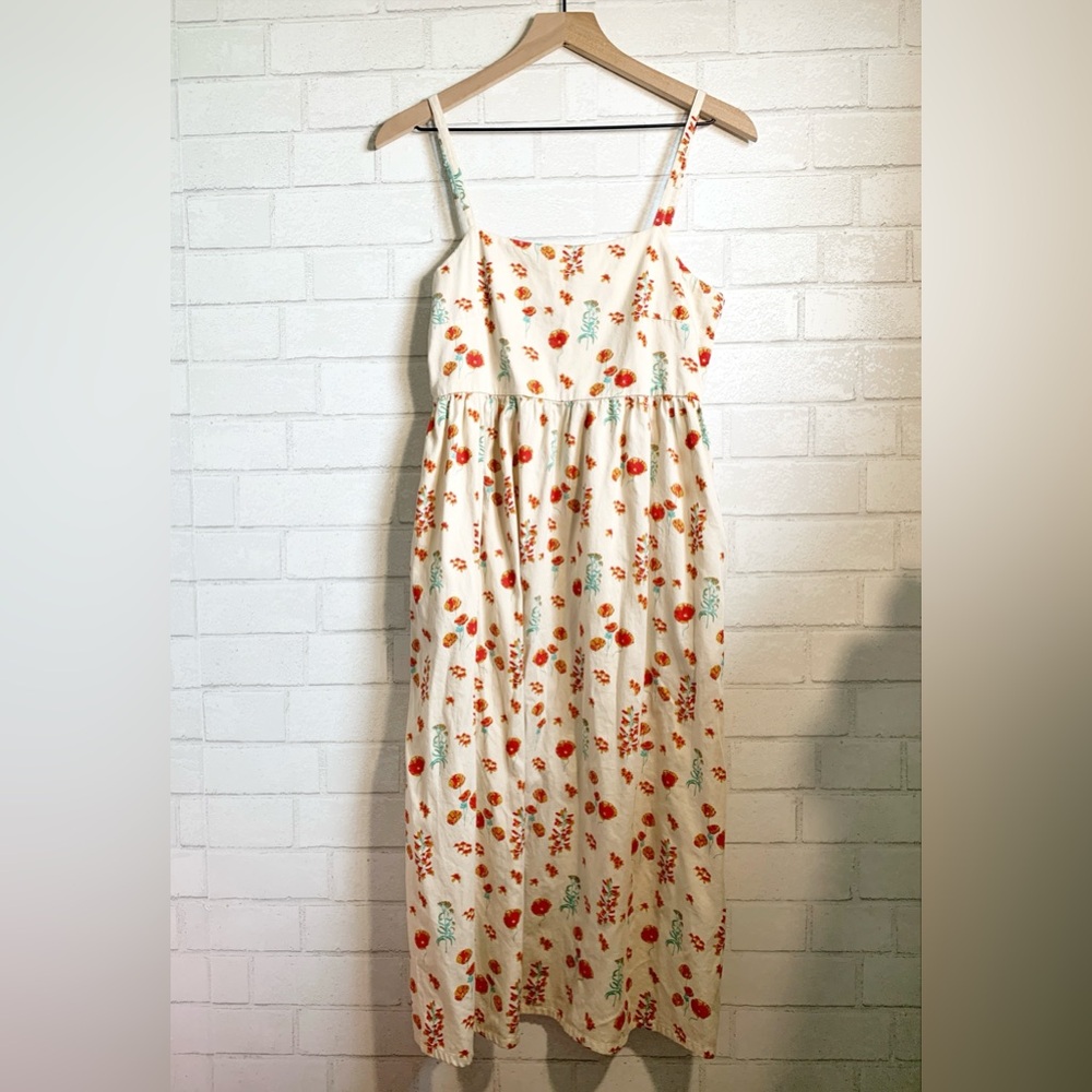 Mata Traders Sofia Midi Botanical Dawn Floral Strapless Dress w Pockets - Picture 3 of 9